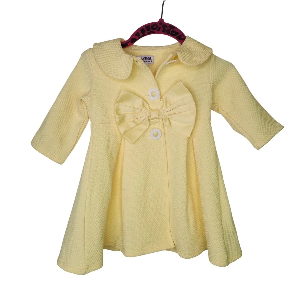 Blueberi Boulevard Baby Girls Yellow Textured Bow Easter Jacket Coat 18M‎